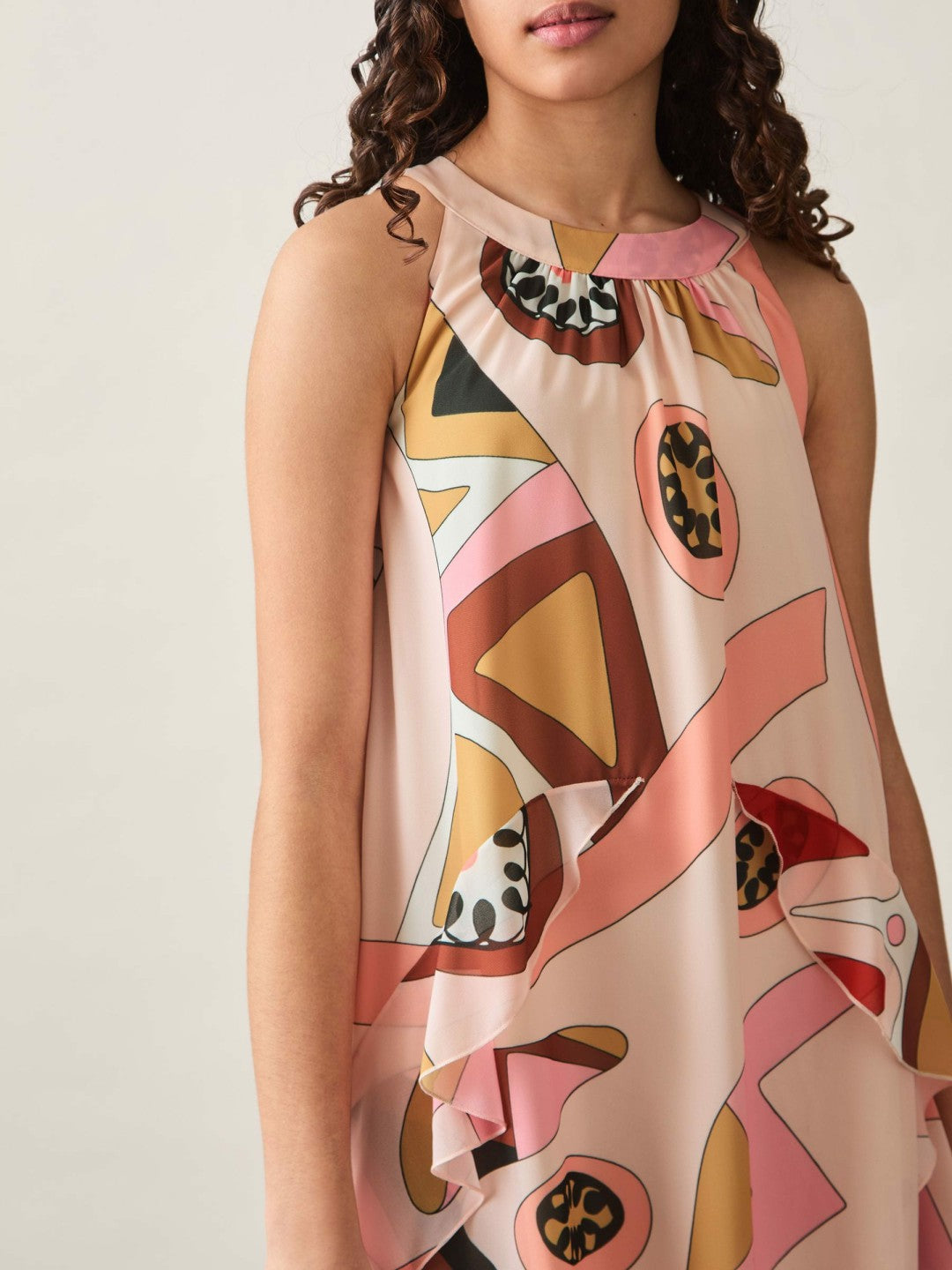 13-14 yrs Printed Ruffle-Trim Dress in Pink | Reiss Children & Baby Popular