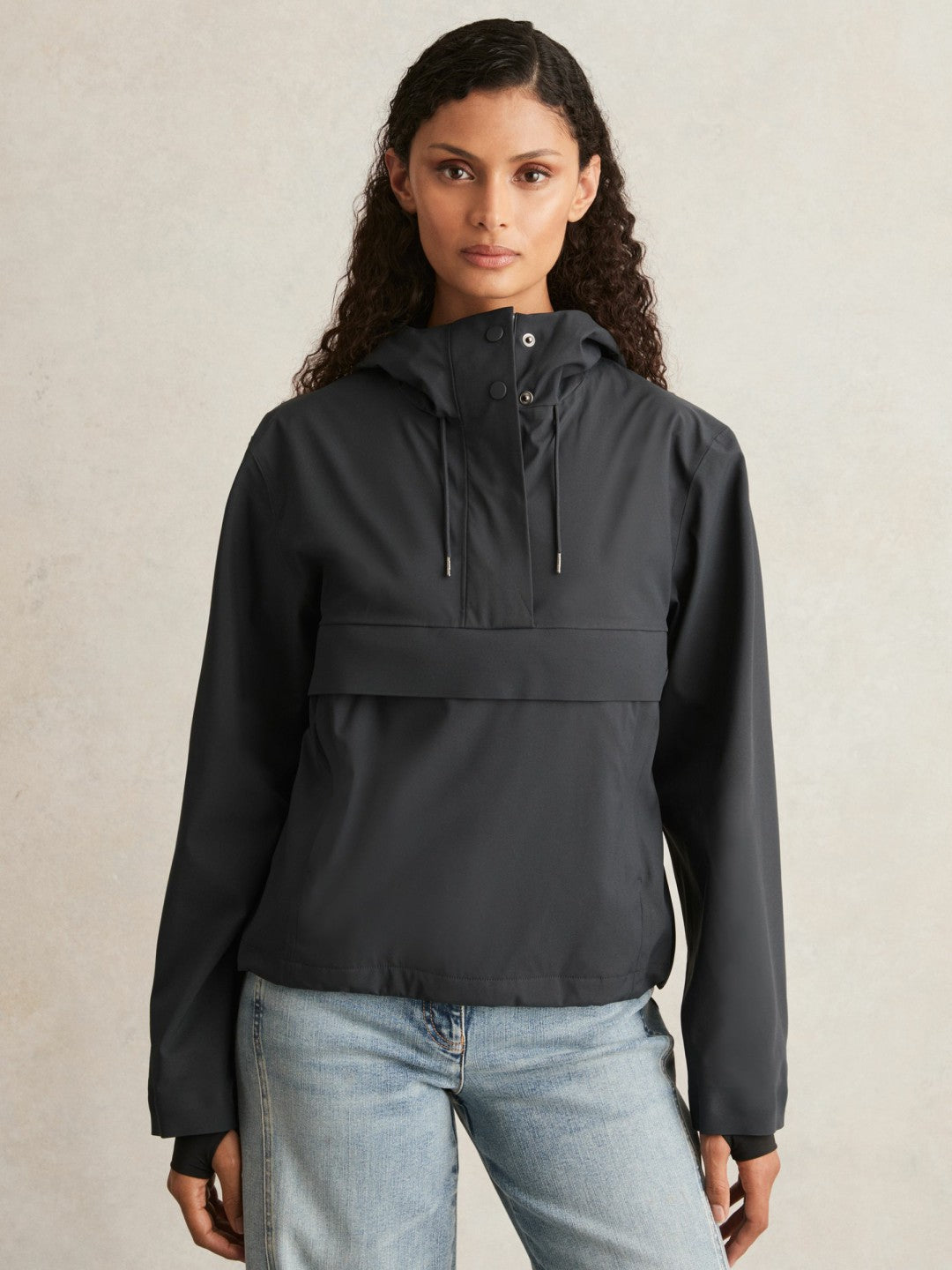 Rains Hardshell Short Jacket in Navy | Reiss Women New