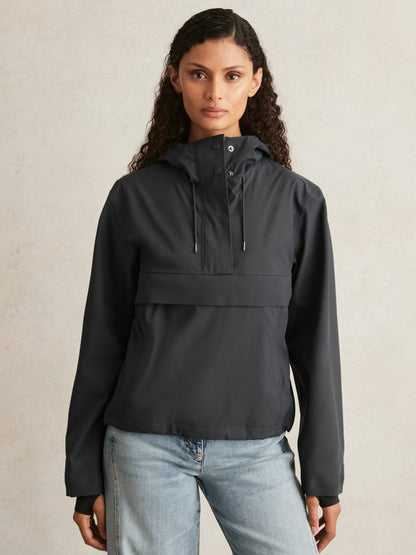 Rains Hardshell Short Jacket in Navy | Reiss Women New
