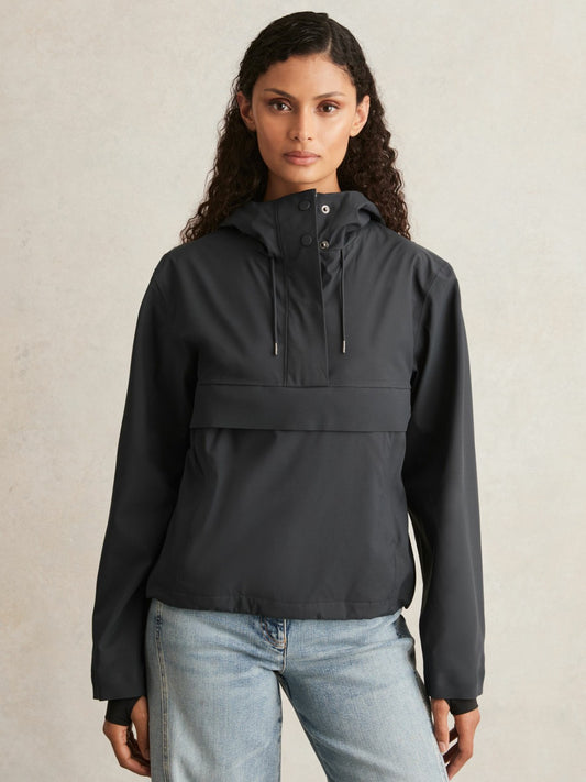 Rains Hardshell Short Jacket in Navy | Reiss Women New