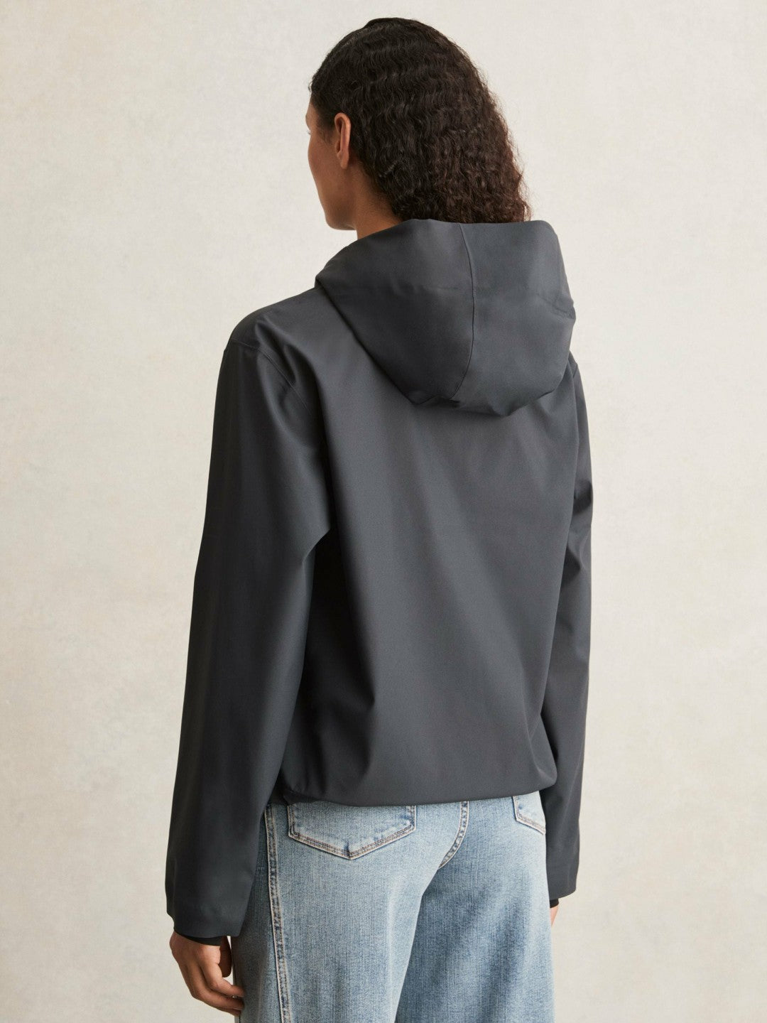 Rains Hardshell Short Jacket in Navy | Reiss Women New