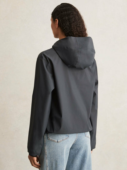 Rains Hardshell Short Jacket in Navy | Reiss Women New