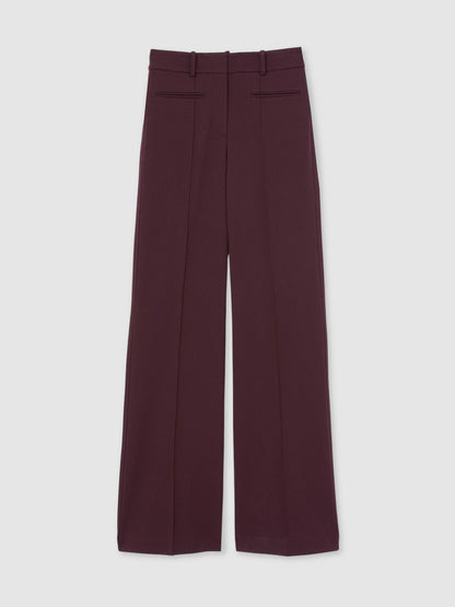 Petite High Rise Flared Trousers in Burgundy | Reiss Women Signature