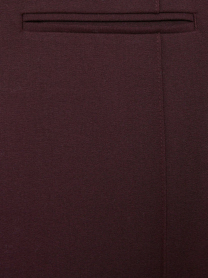 Petite High Rise Flared Trousers in Burgundy | Reiss Women Signature