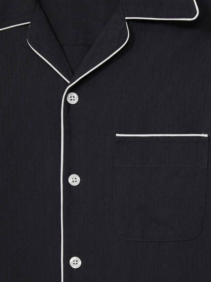 Cuban Collar Shirt with Piping Detail Shirt in Navy | Reiss Men Best Seller