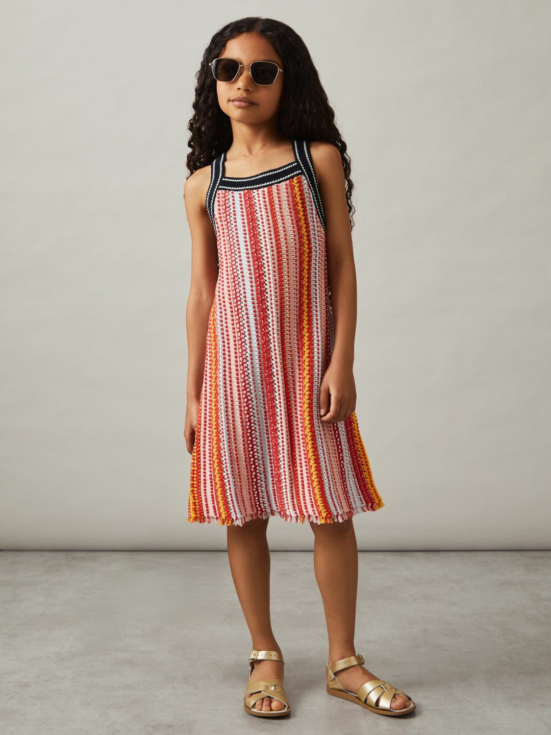 13-14 yrs Cotton Striped Knit Dress in Multi | Reiss Children & Baby Featured