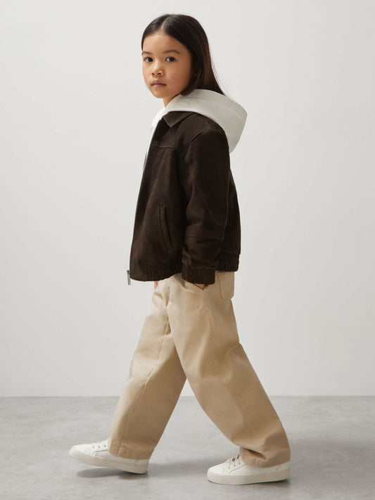 9-13 yrs Unisex Fit McLaren F1 Team Suede Bomber Jacket in Distressed Brown | Reiss Children & Baby New