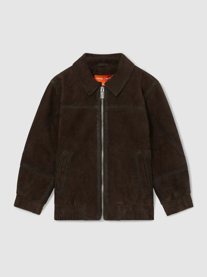 9-13 yrs Unisex Fit McLaren F1 Team Suede Bomber Jacket in Distressed Brown | Reiss Children & Baby New