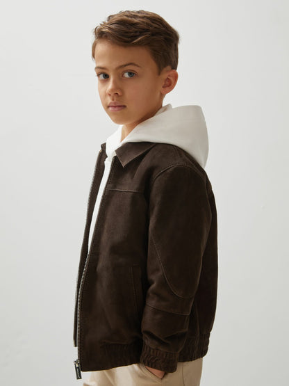 9-13 yrs Unisex Fit McLaren F1 Team Suede Bomber Jacket in Distressed Brown | Reiss Children & Baby New