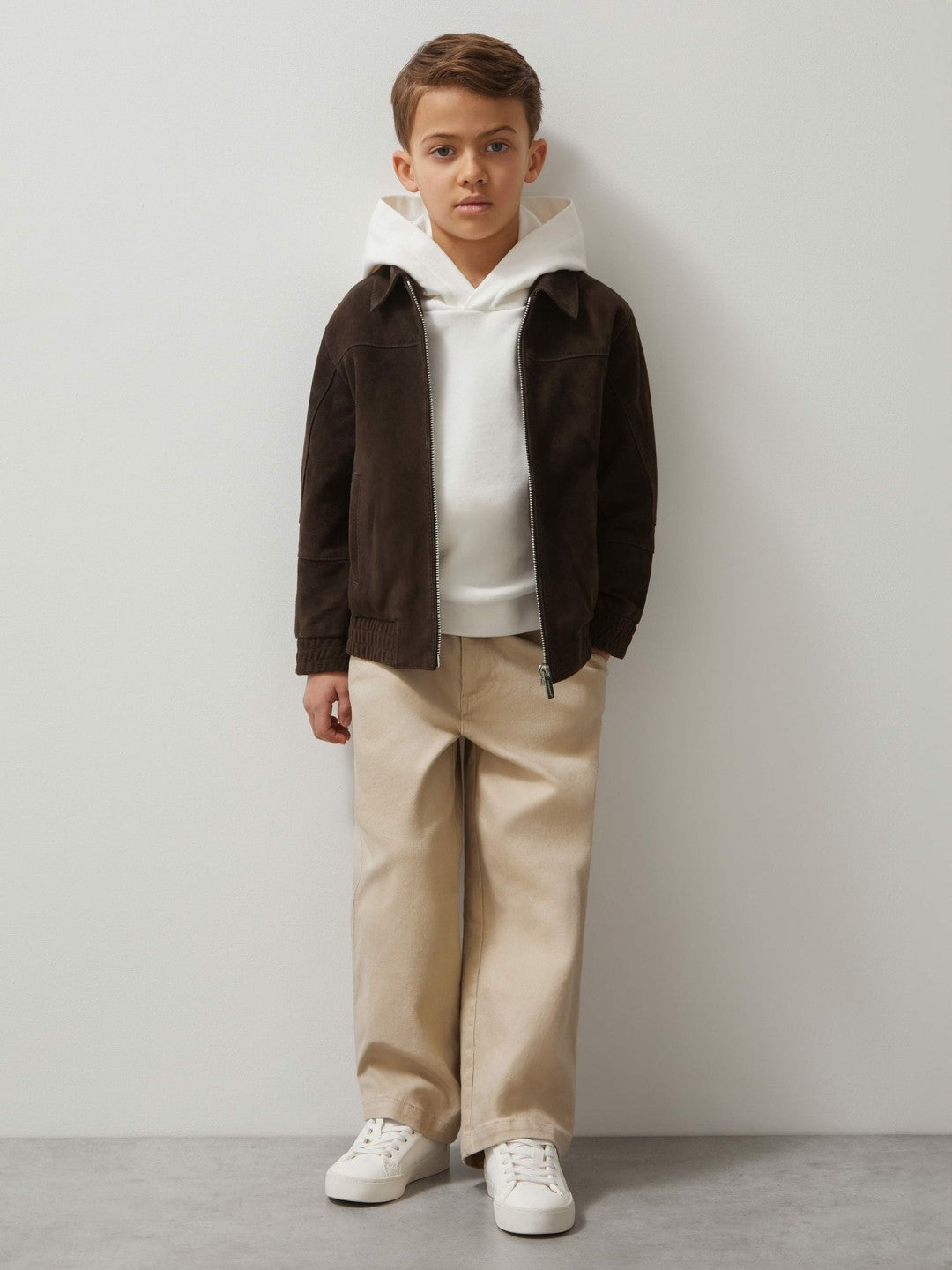 9-13 yrs Unisex Fit McLaren F1 Team Suede Bomber Jacket in Distressed Brown | Reiss Children & Baby New