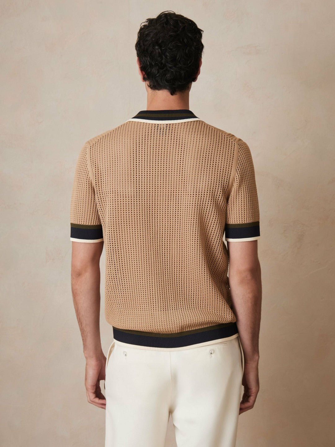 | Ché Crochet Tipped Shirt in Camel | Reiss Men Premium