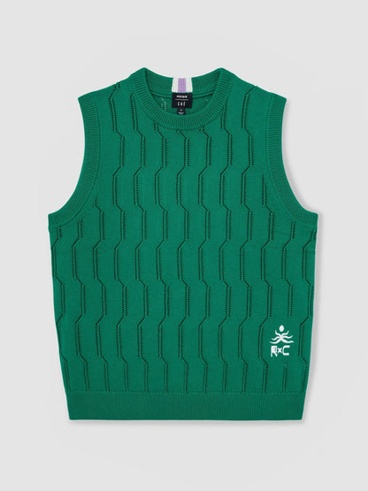 Ché Pointelle Crew-Neck Vest in Bright Green | Reiss Men Premium