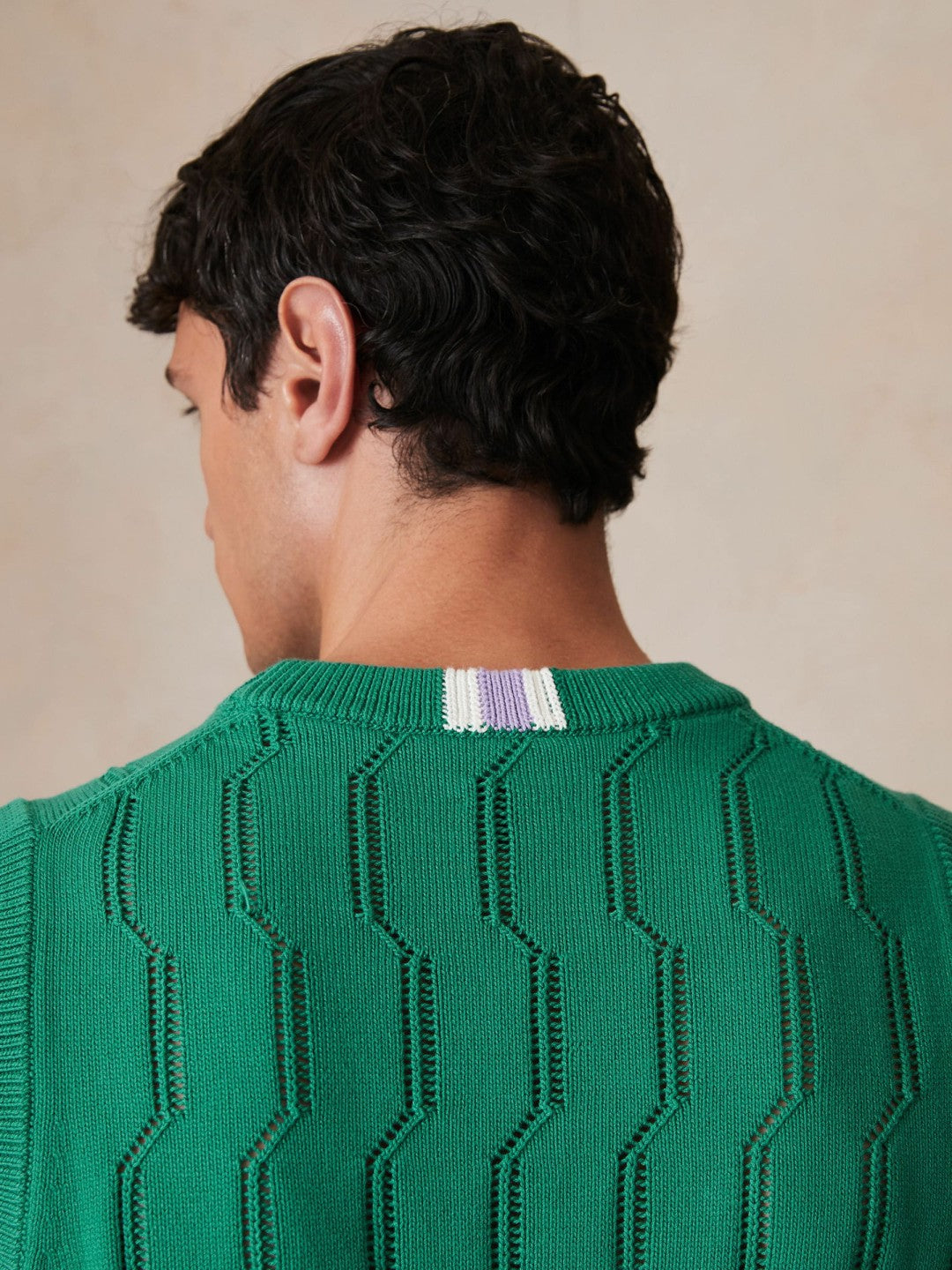 Ché Pointelle Crew-Neck Vest in Bright Green | Reiss Men Premium