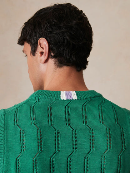 Ché Pointelle Crew-Neck Vest in Bright Green | Reiss Men Premium