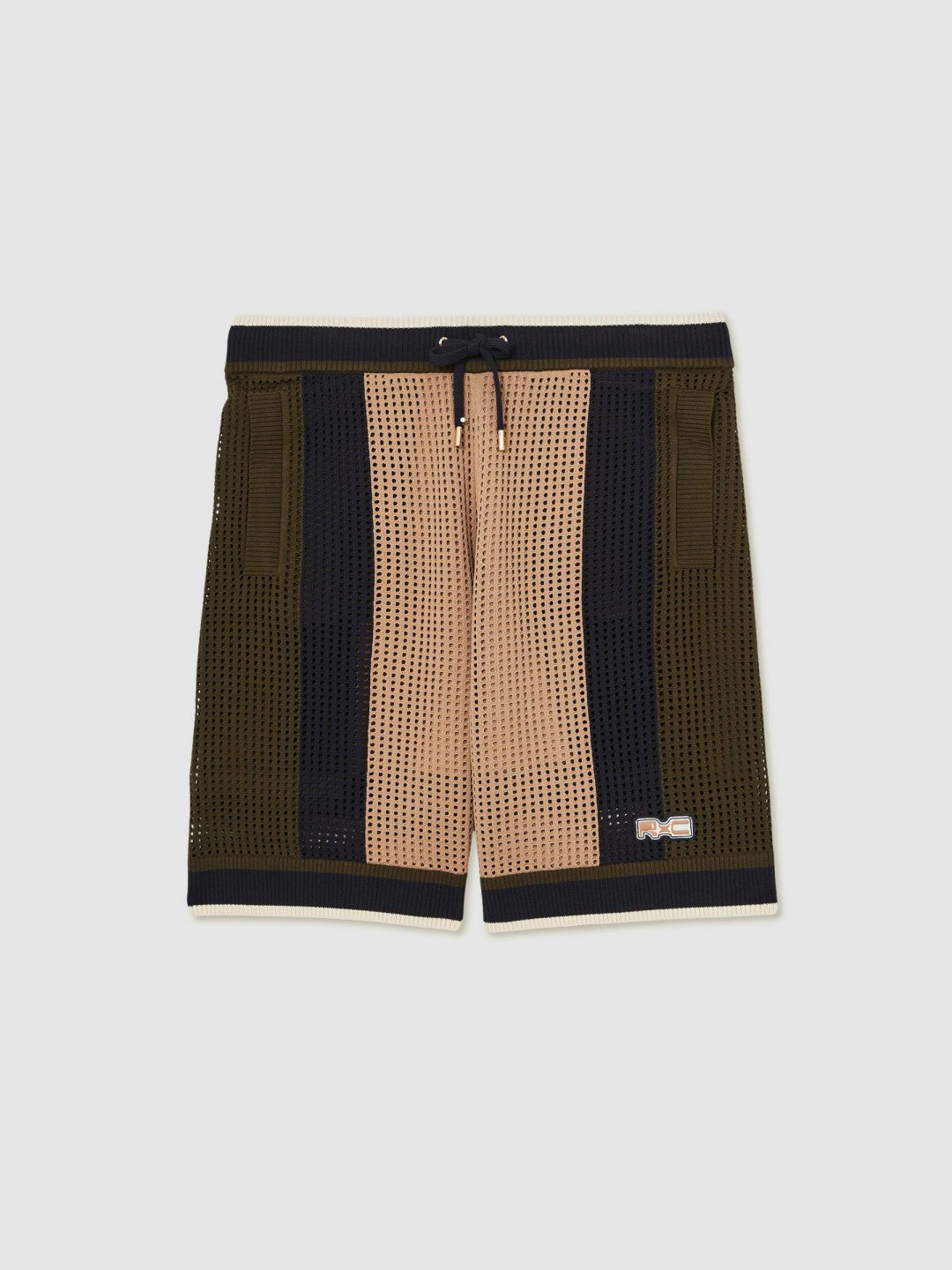 | Ché Crochet Colour-Block Shorts in Camel/Green | Reiss Men Signature