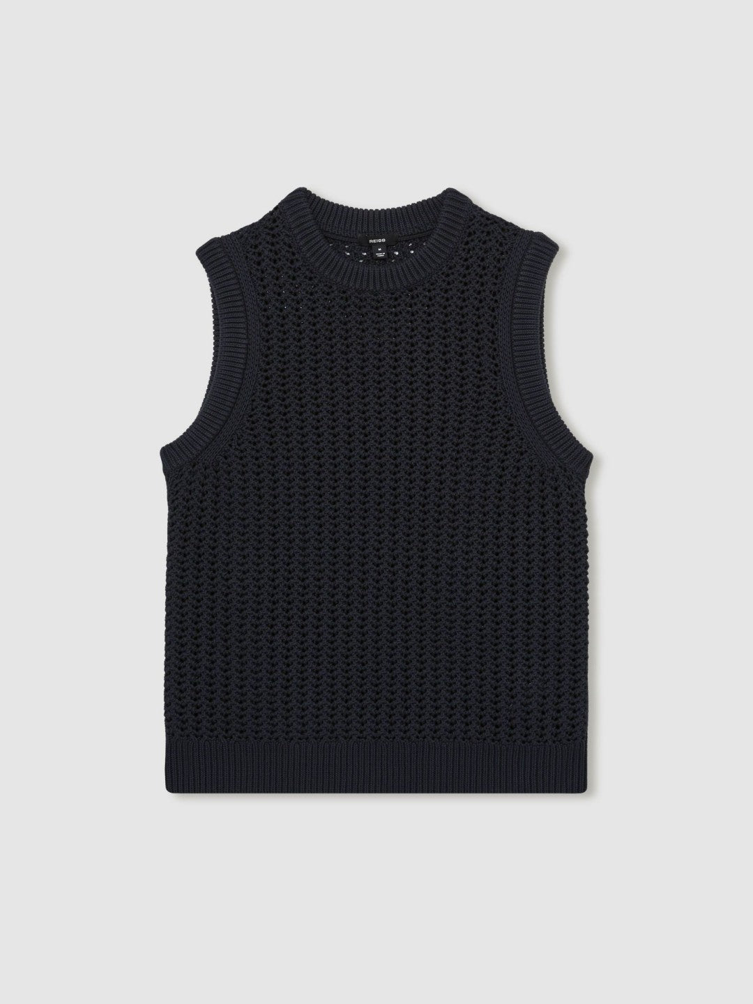 Cotton-Blend Crochet Vest in Navy | Reiss Men Popular