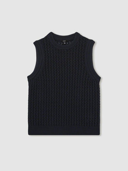 Cotton-Blend Crochet Vest in Navy | Reiss Men Popular
