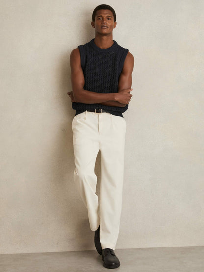 Cotton-Blend Crochet Vest in Navy | Reiss Men Popular