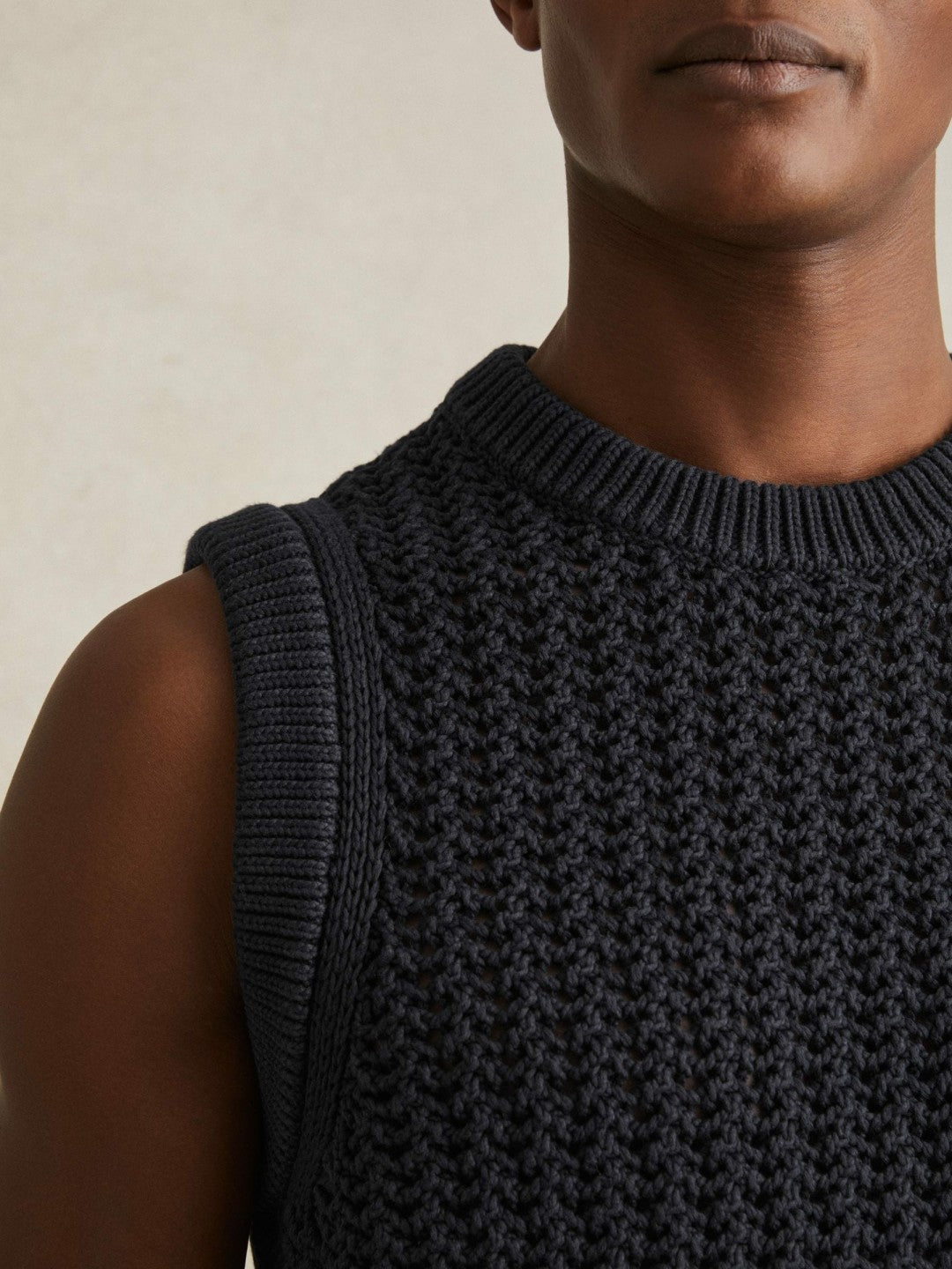 Cotton-Blend Crochet Vest in Navy | Reiss Men Popular