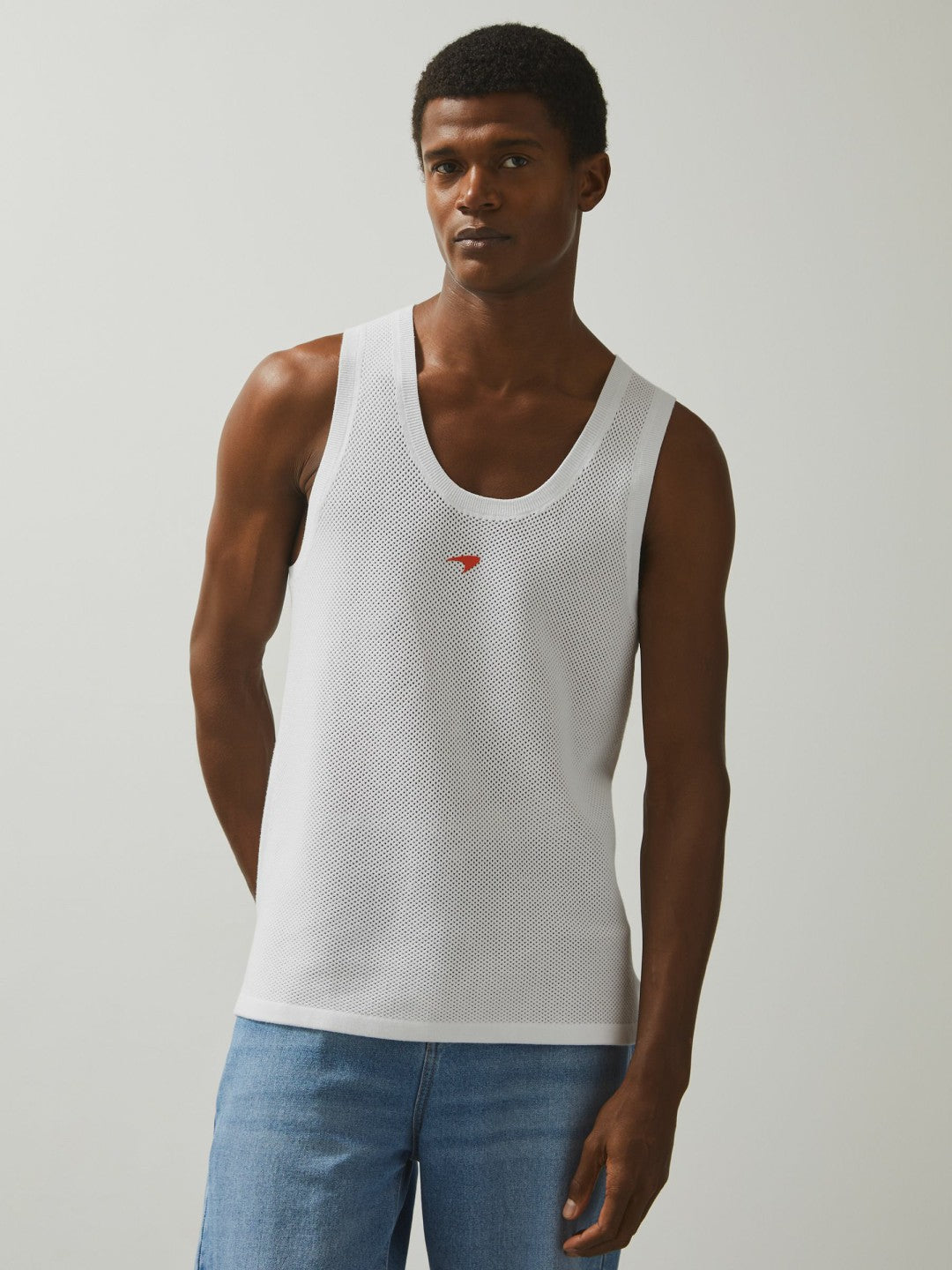 McLaren F1 Team Speedmark Knit Vest in White | Reiss Men Best Seller