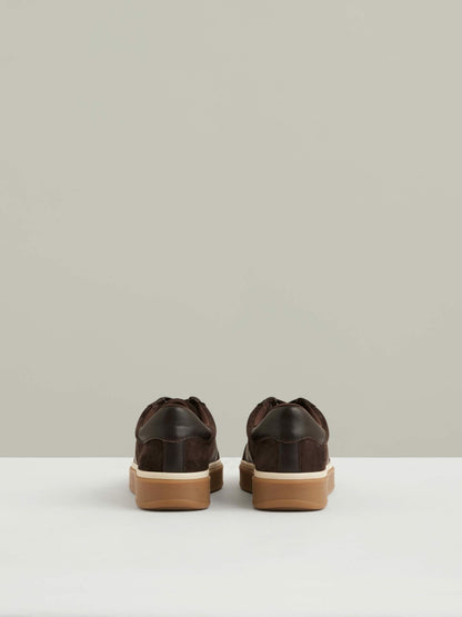 Suede Low-Top Trainers in Chocolate | Reiss Women Popular