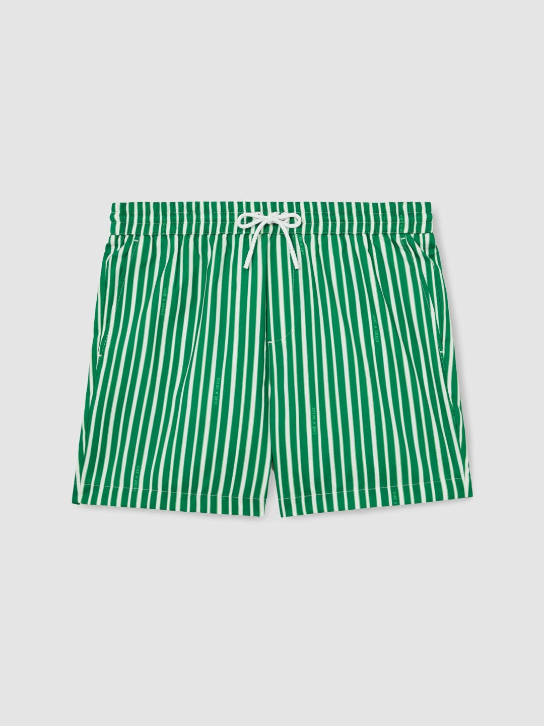 | Ché Stripe Swim Shorts in Green/White | Reiss Men Exclusive