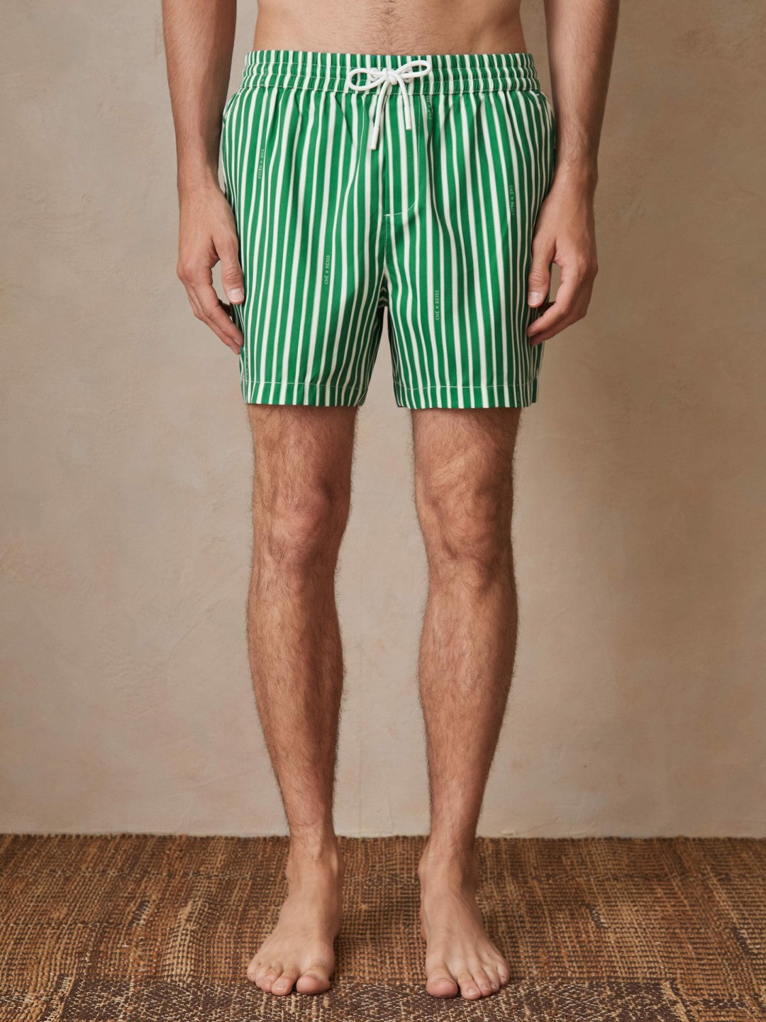 | Ché Stripe Swim Shorts in Green/White | Reiss Men Exclusive