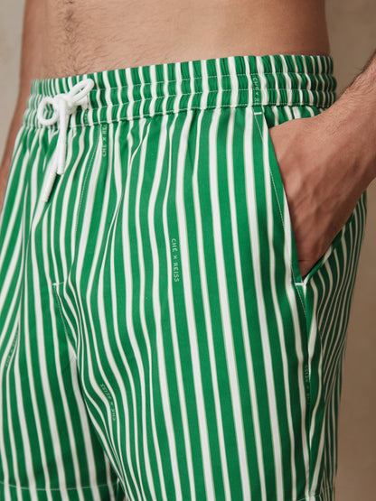 | Ché Stripe Swim Shorts in Green/White | Reiss Men Exclusive