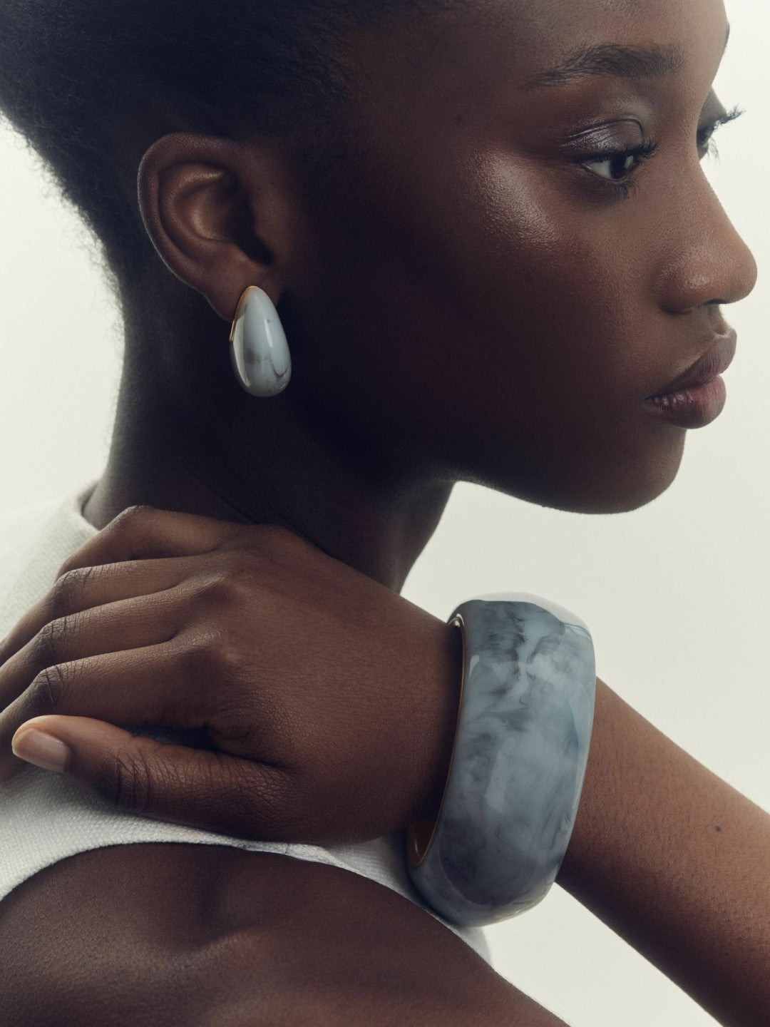 Curve Marble Bangle in Gold Tone | Reiss Women Best Seller