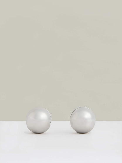 Polished Ball Huggie Earrings in Silver Tone | Reiss Women Recommended