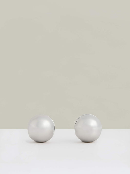 Polished Ball Huggie Earrings in Silver Tone | Reiss Women Recommended