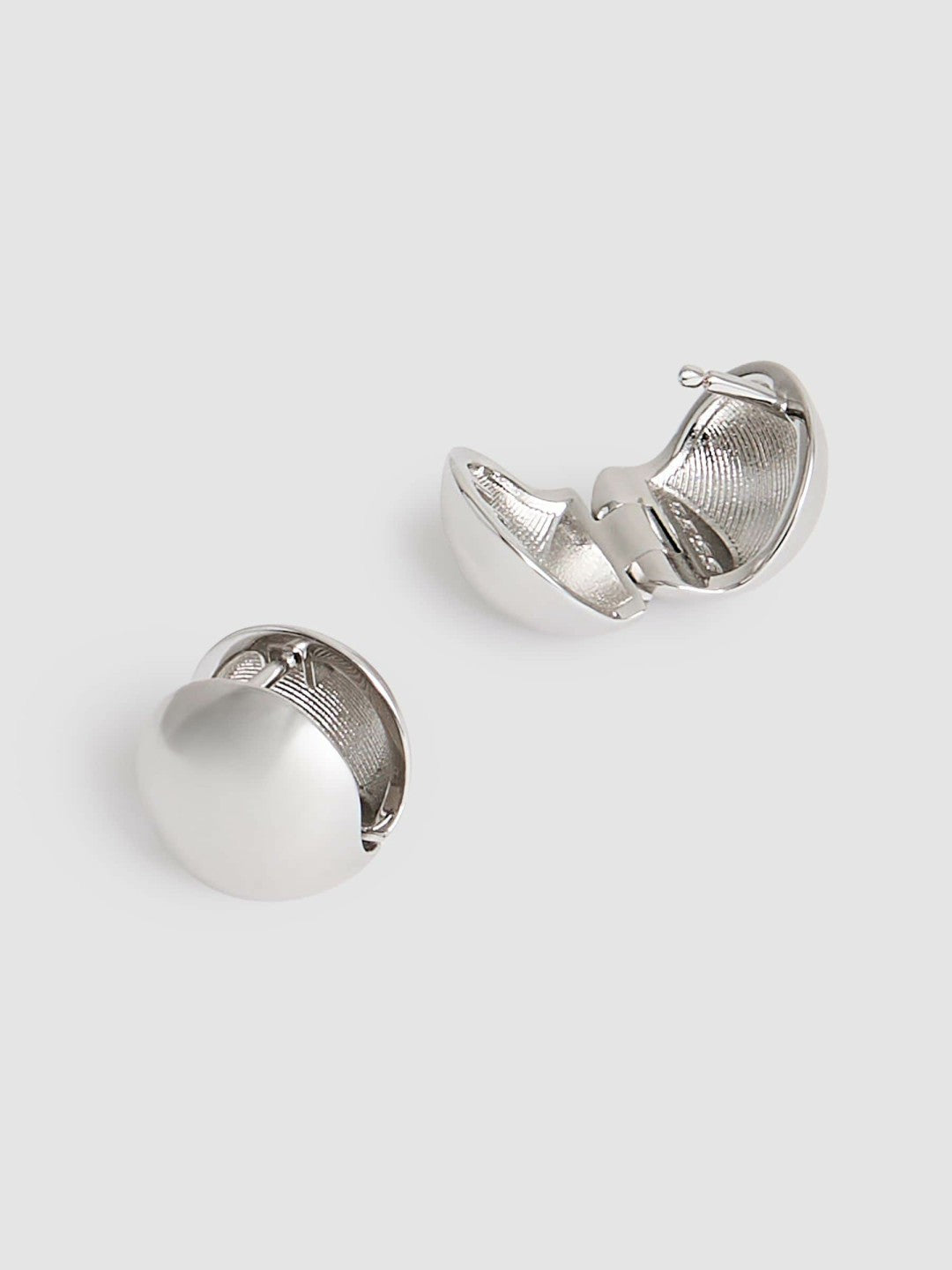 Polished Ball Huggie Earrings in Silver Tone | Reiss Women Recommended