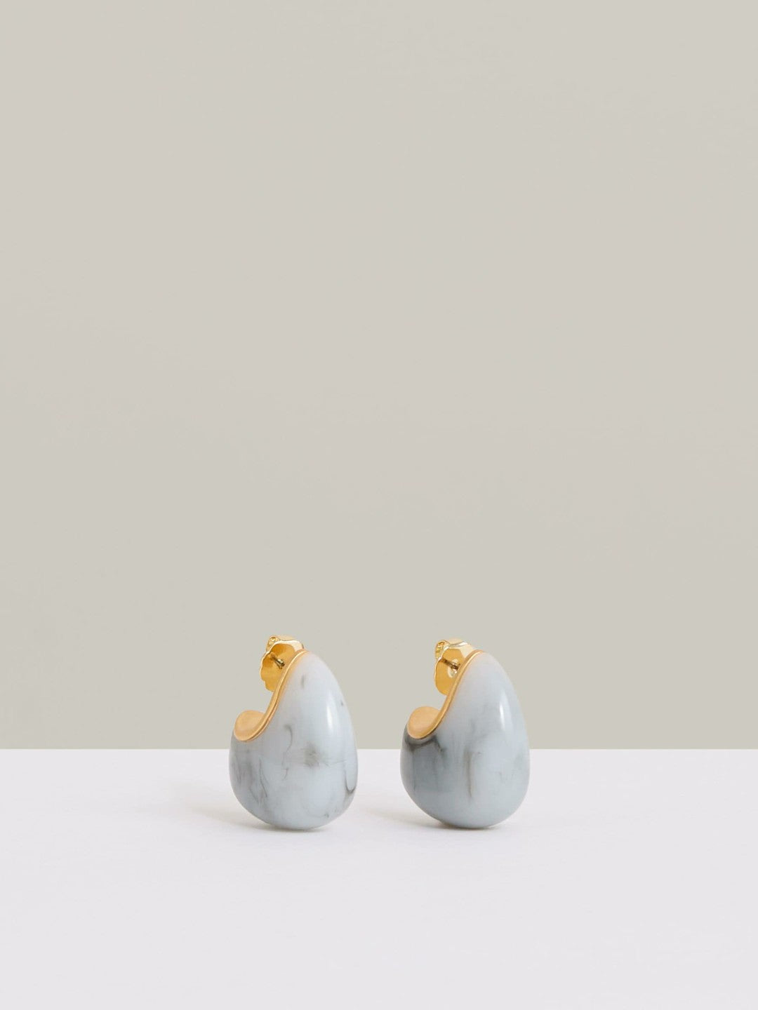 Curve Marble Scoop Earrings in Gold Tone | Reiss Women Popular