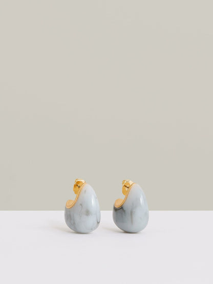 Curve Marble Scoop Earrings in Gold Tone | Reiss Women Popular