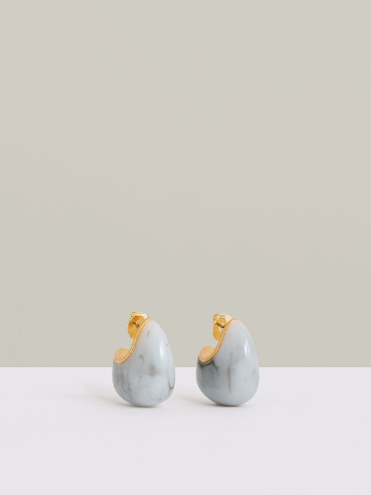 Curve Marble Scoop Earrings in Gold Tone | Reiss Women Popular
