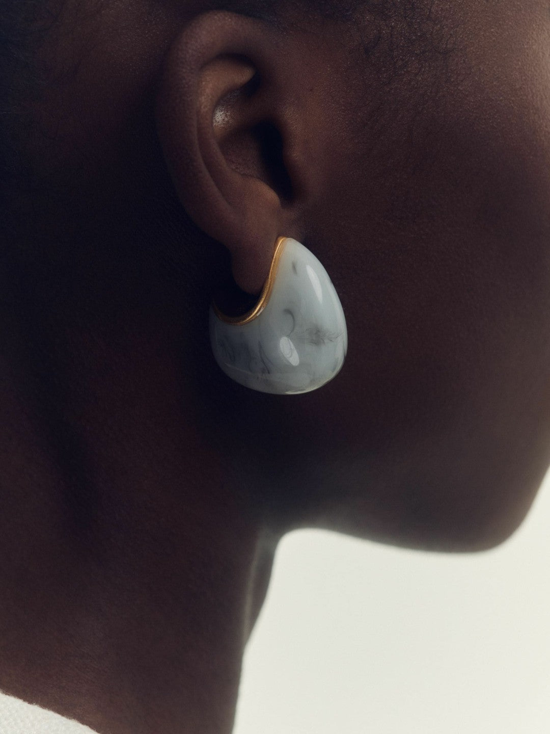 Curve Marble Scoop Earrings in Gold Tone | Reiss Women Popular