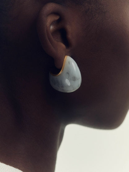 Curve Marble Scoop Earrings in Gold Tone | Reiss Women Popular