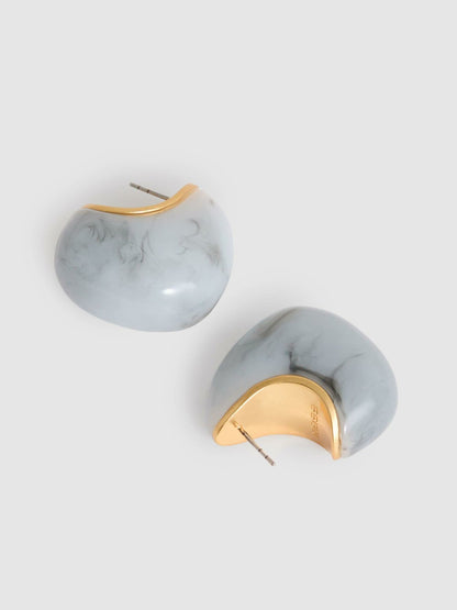 Curve Marble Scoop Earrings in Gold Tone | Reiss Women Popular
