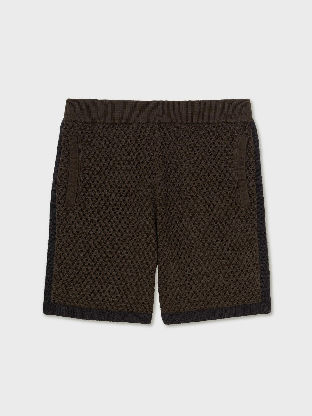 Cotton-Blend Crochet Shorts in Chocolate/Navy | Reiss Men Premium