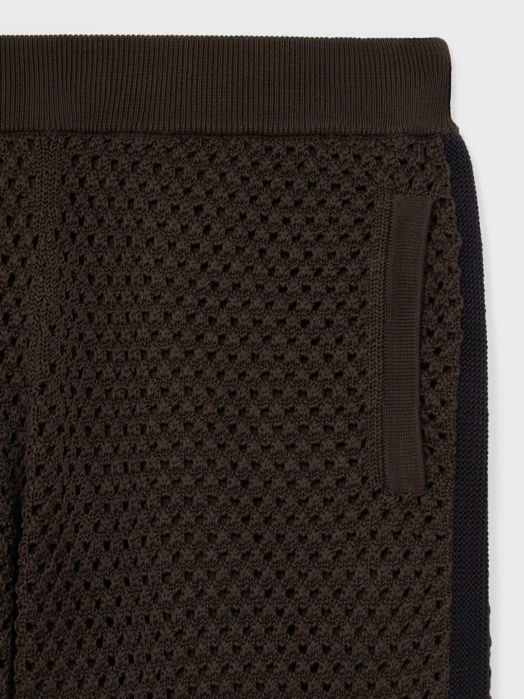 Cotton-Blend Crochet Shorts in Chocolate/Navy | Reiss Men Premium