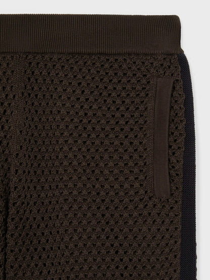 Cotton-Blend Crochet Shorts in Chocolate/Navy | Reiss Men Premium