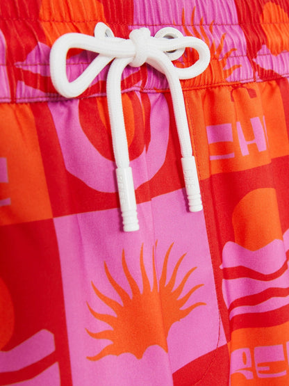 | Ché Sunset-Print Swim Shorts in Orange/Pink | Reiss Men Recommended