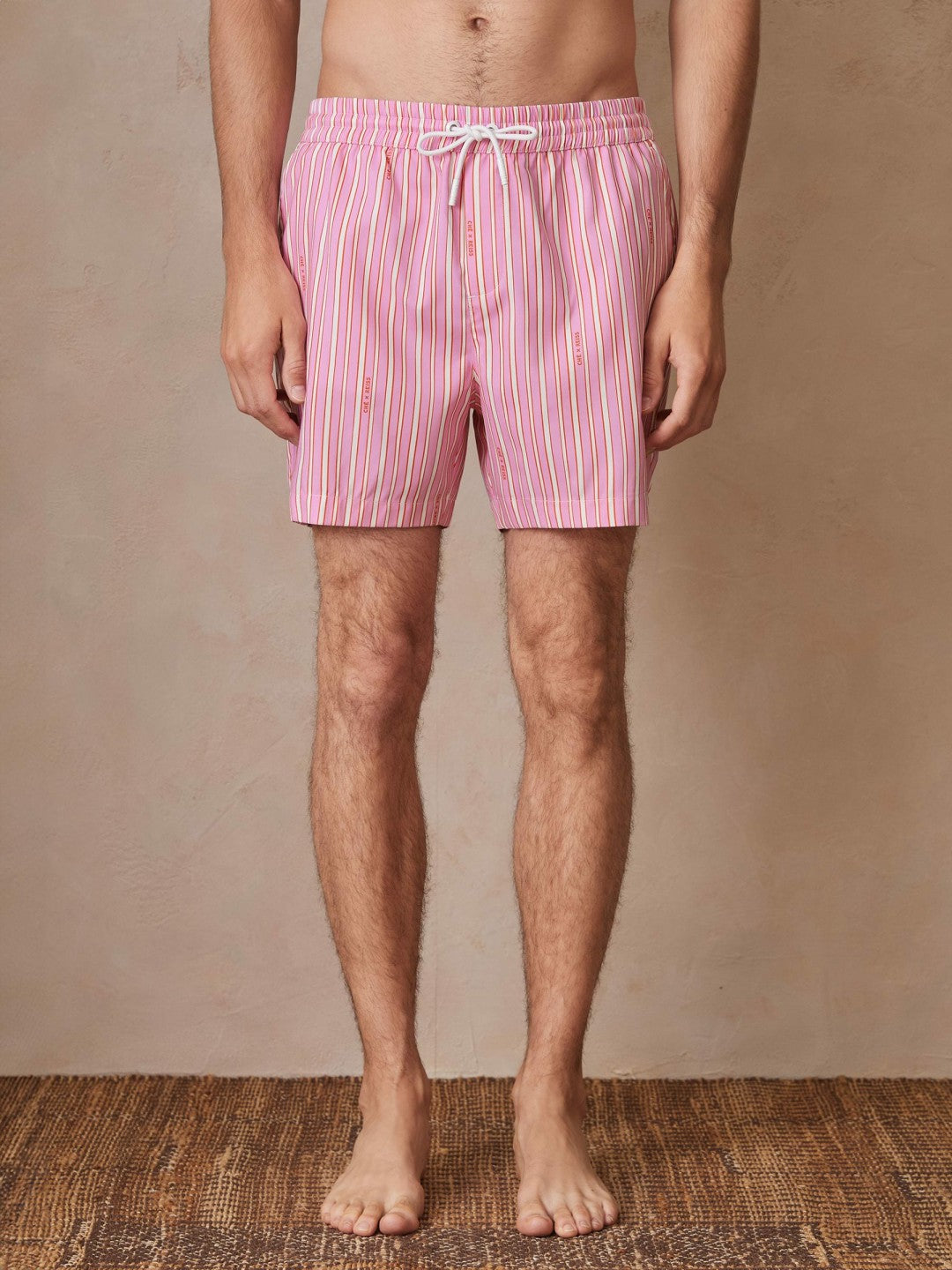 | Ché Stripe Swim Shorts in Pink/White | Reiss Men Best Seller