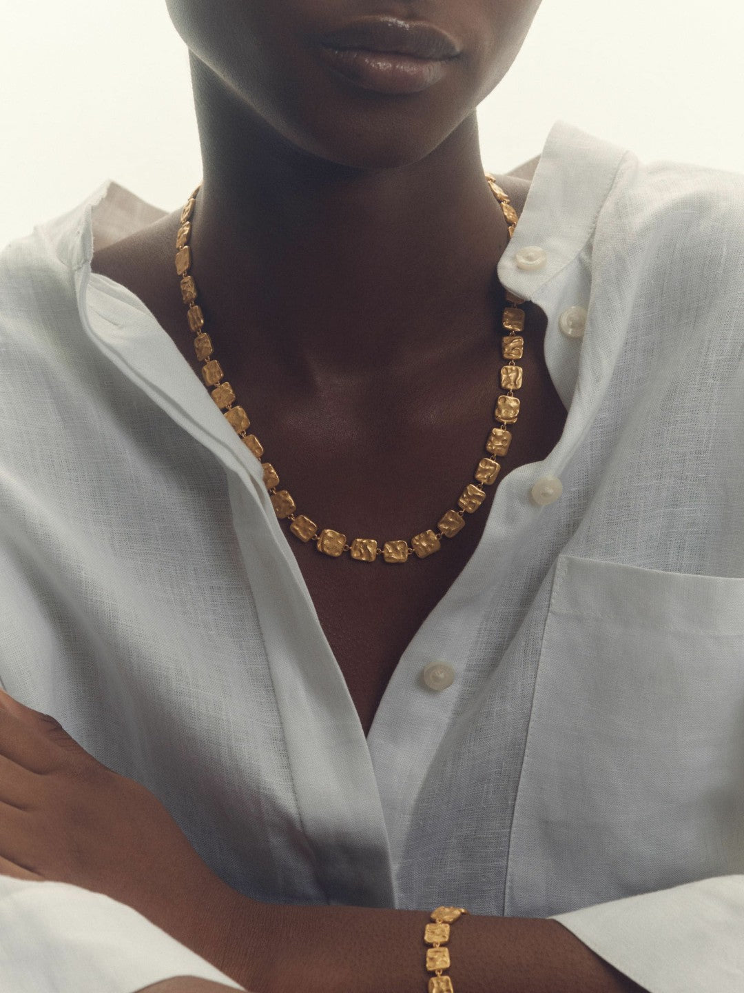Molten Square Bracelet in Gold Tone | Reiss Women Signature