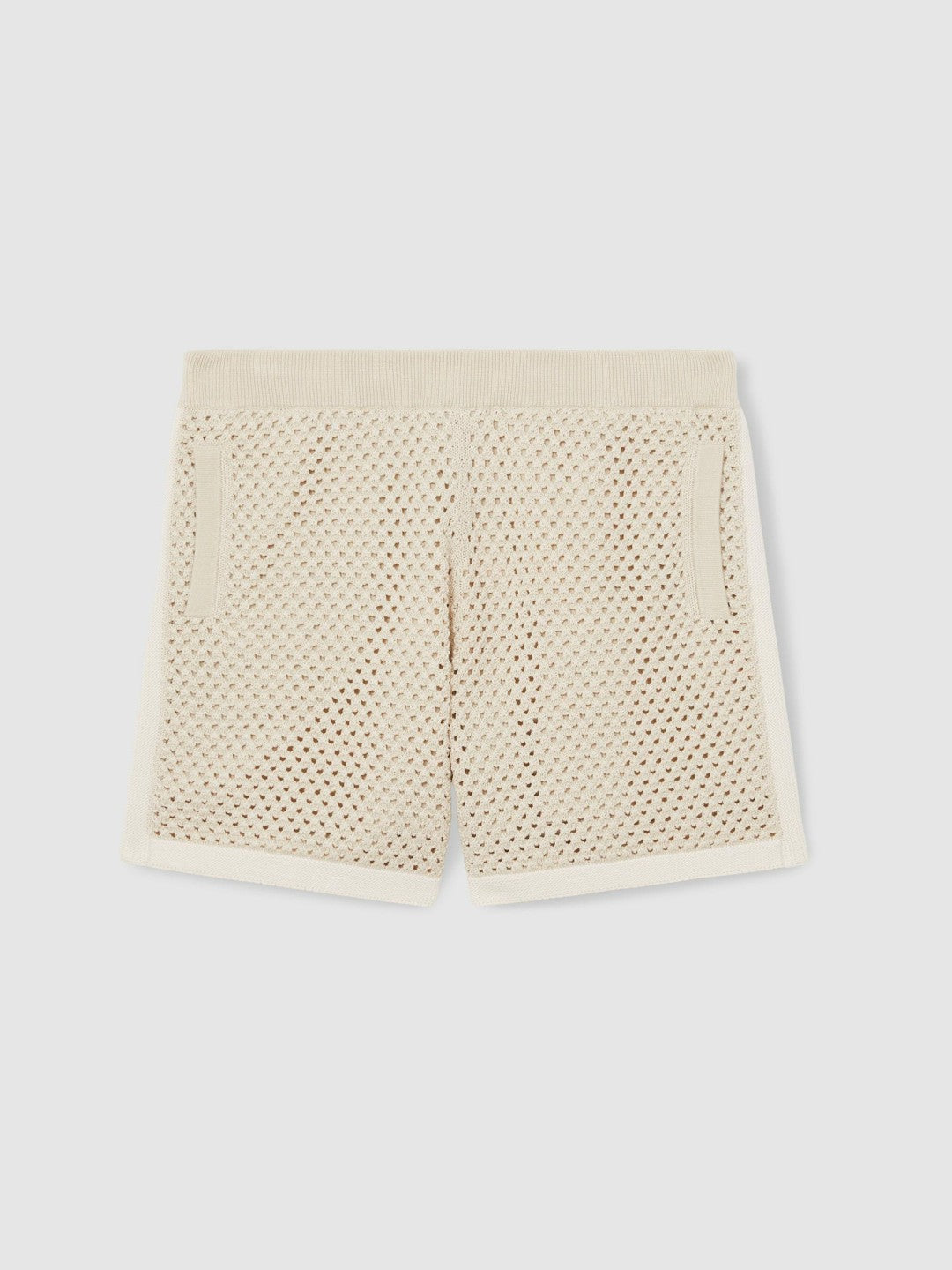 Cotton-Blend Crochet Shorts in Taupe/Off White | Reiss Men Premium