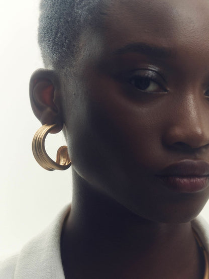 Fluid Hoop Earrings in Gold Tone | Reiss Women Trending