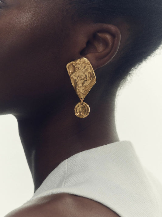 Molten Large Drop Earrings in Gold Tone | Reiss Women Trending