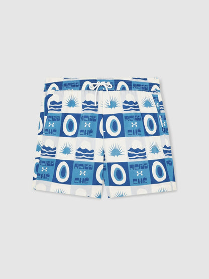 | Ché Sunset-Print Swim Shorts in Blue Multi | Reiss Men Popular