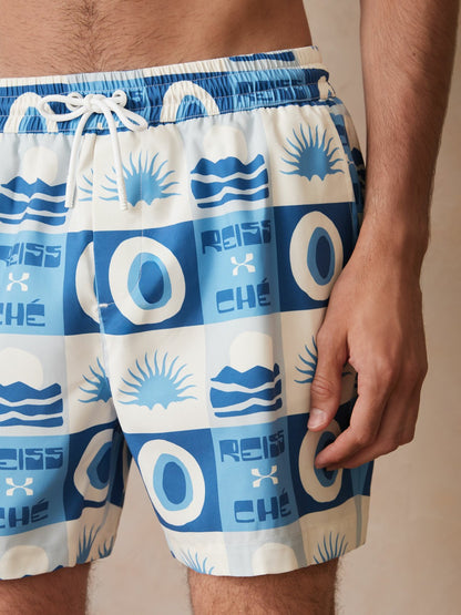 | Ché Sunset-Print Swim Shorts in Blue Multi | Reiss Men Popular