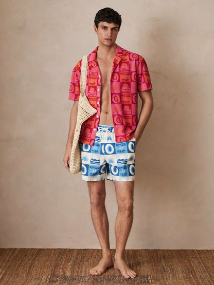 | Ché Sunset-Print Swim Shorts in Blue Multi | Reiss Men Popular